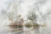 Abstract art with light beams and cloud-like textures
