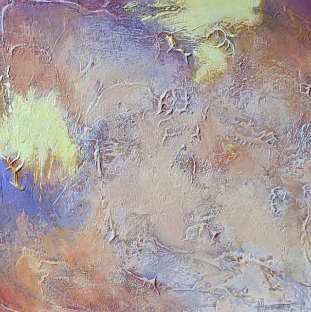 Abstract artwork with textured surface and multicolor palette