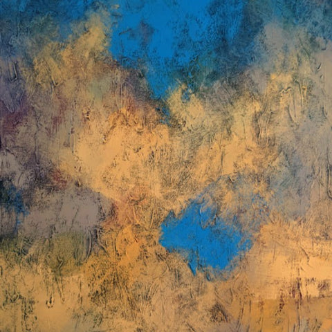 Abstract art with blue and gold colors