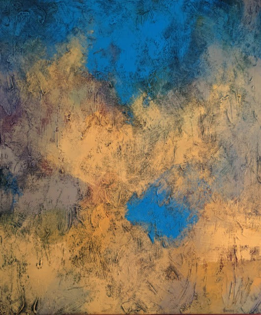 Abstract art with blue and gold colors