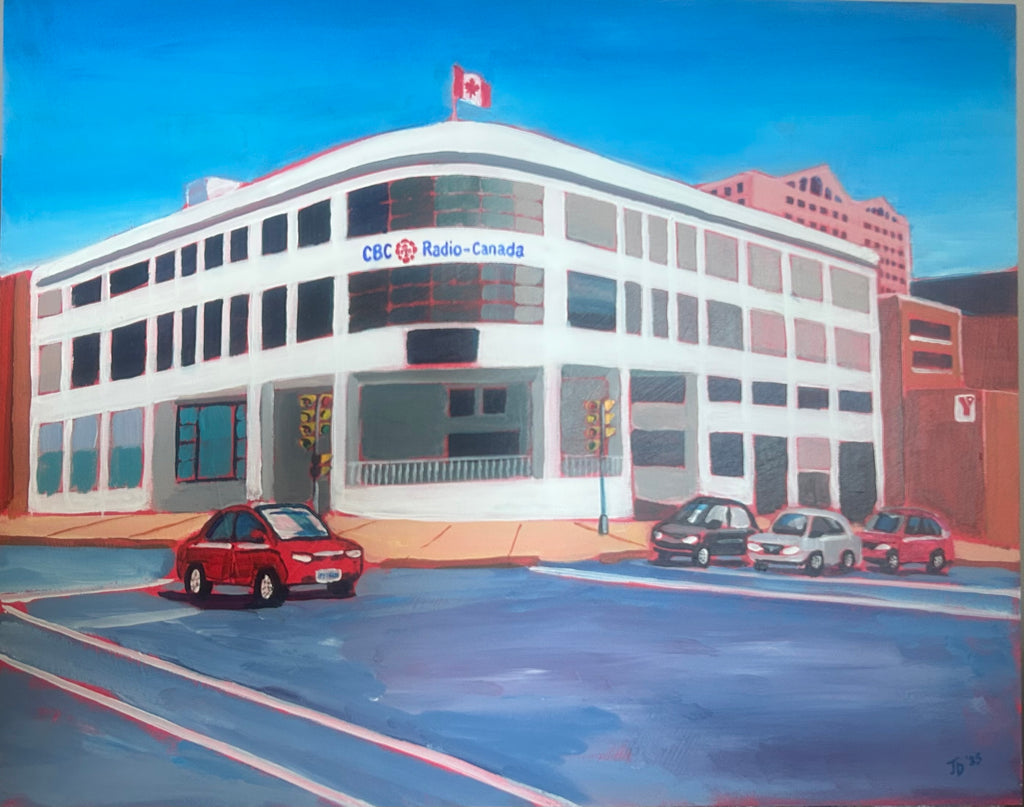 painting of the old CBC building in Halifax on South Park Street